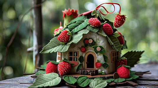 童话小屋上的草莓图片