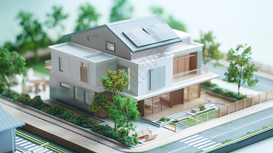 阳光下的别墅模型图片