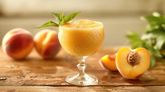 一个装满桃汁的杯子图片