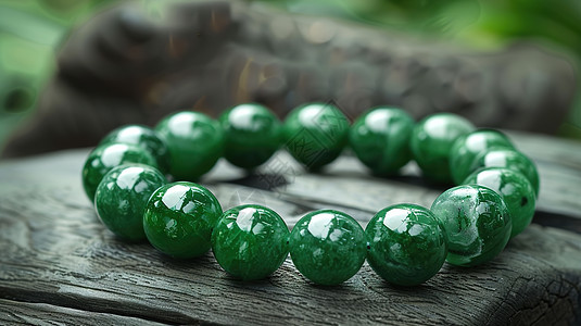 绿色的珠子手链图片