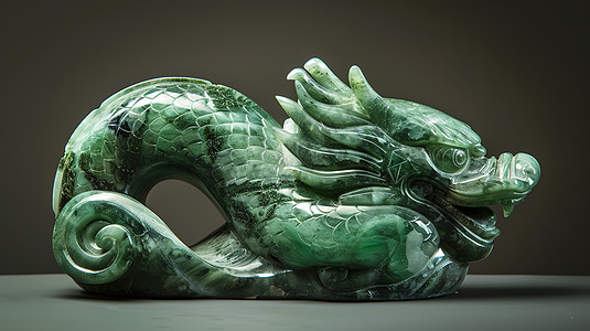 青绿色的龙形雕塑图片