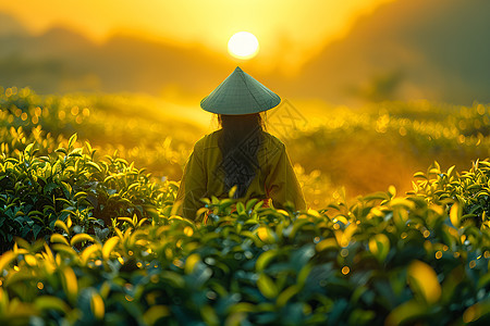 拂晓黄光中的采茶工人图片