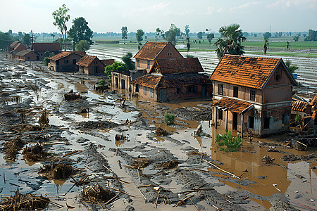 洪水引发的农田受损图片