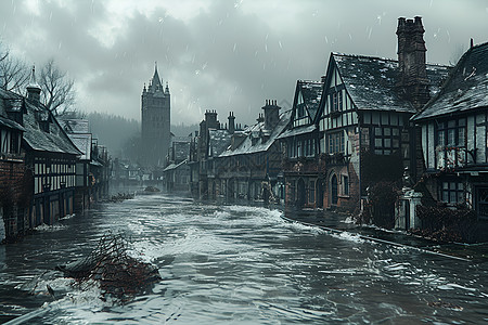 水浸城镇景观图片
