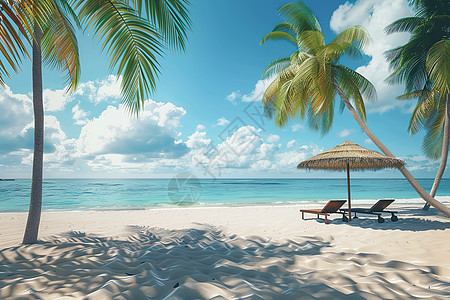 椰子树与沙滩图片