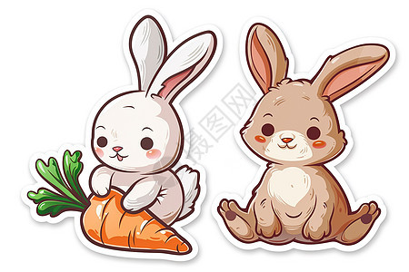 兔子和胡萝卜贴纸图片
