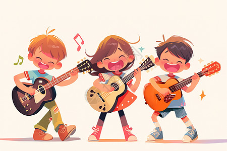 弹吉他唱歌的孩子们图片