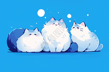 三只小白猫图片