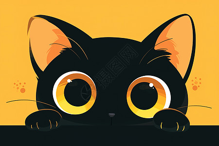 黄色瞳孔的黑猫图片