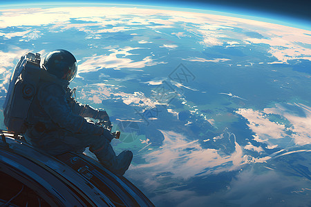 宇航员在太空站前图片
