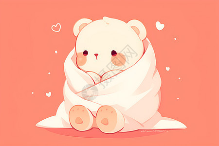 可爱的小熊裹着白色的毯子图片