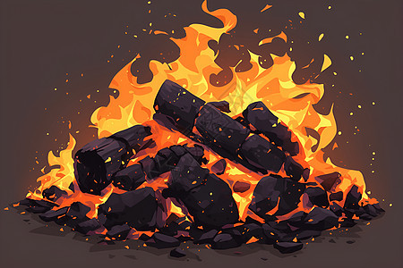火焰与燃烧的煤炭图片