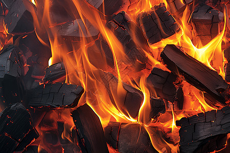 熊熊燃烧的木柴火焰图片