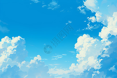 浅蓝天空中的小云朵图片