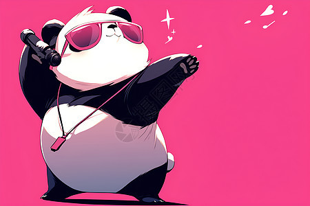 熊猫欢快地享受音乐图片