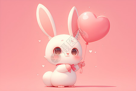 粉色背景下的可爱小兔子图片