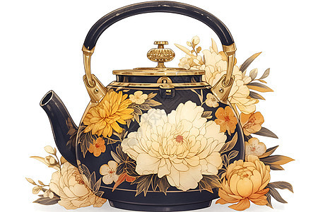 茶壶的花饰图片