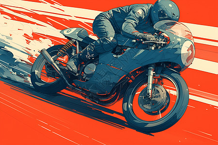 疾驰的摩托车手图片