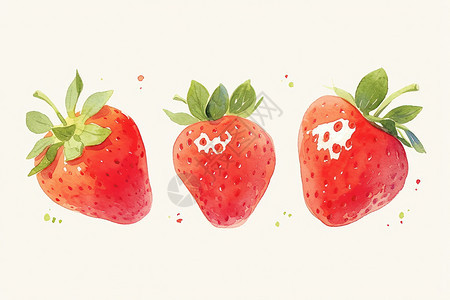三颗可口的草莓图片