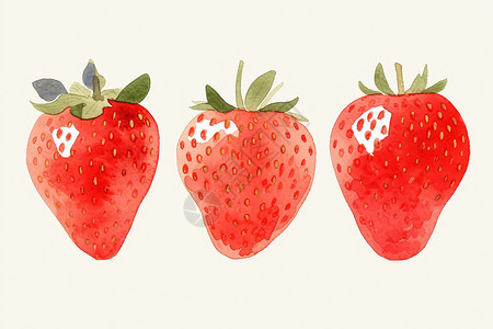 三颗美味的草莓图片
