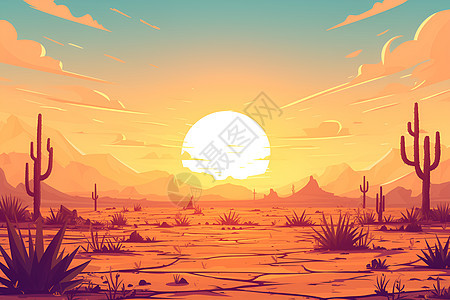 沙漠中的夕阳奇迹图片