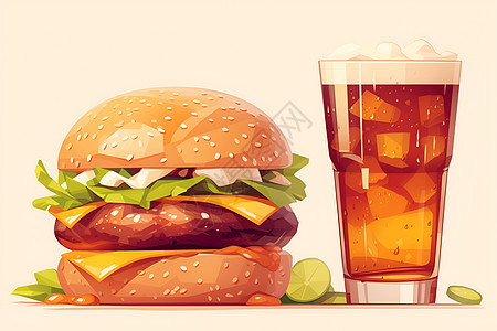 美味汉堡与饮品图片