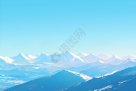 蓝天下的连绵雪山图片