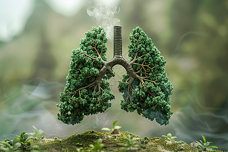 树木做的肺部模型图片