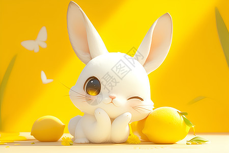 白兔与柠檬图片