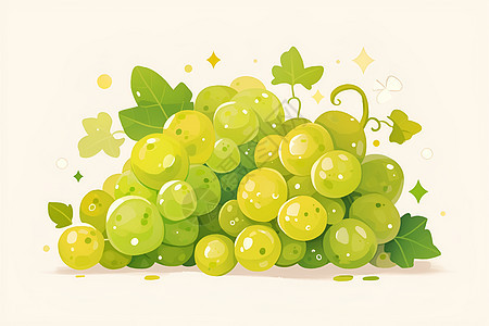 清新可爱的绿葡萄图片