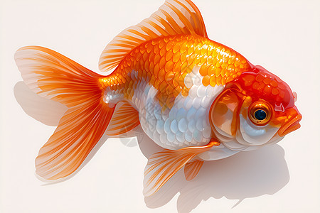 鲜艳的金鱼在纯白背景下图片