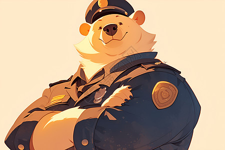 熊警察挺胸站立图片
