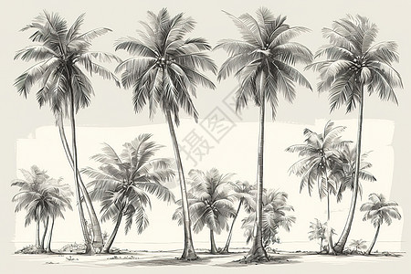 棕榈树的黑白照片图片