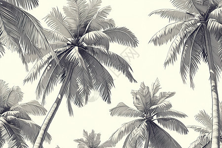 黑白照片中的棕榈树图片