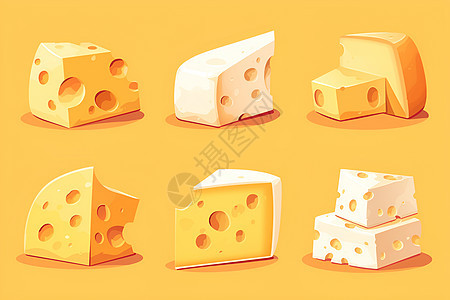各种形状的奶酪图片