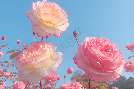 绽放的粉色玫瑰花图片