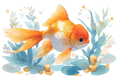 金鱼在清澈水池中嬉戏图片