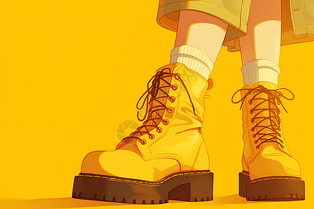 黄色靴子的简洁设计图片