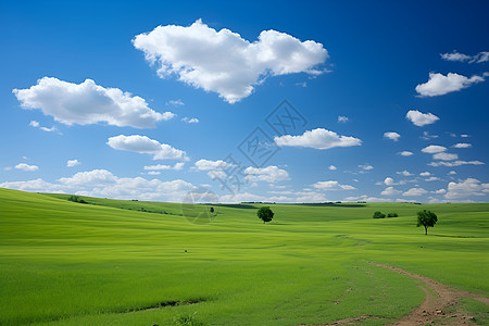 蓝天下的草原图片