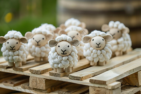木板上的羊群图片