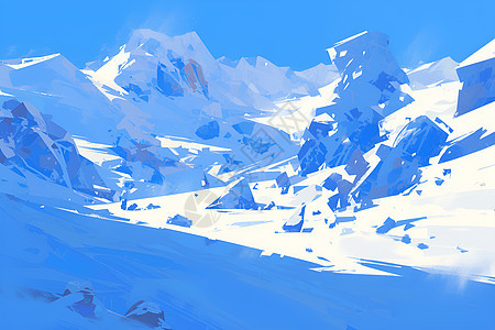 冰雪山脉插画图片