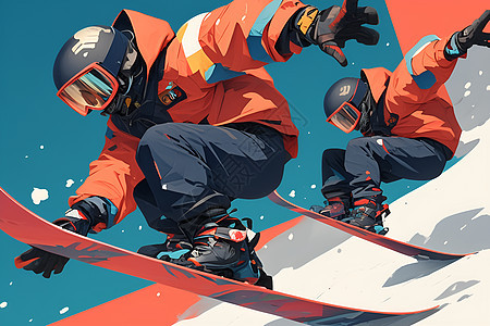 雪地滑板高手图片