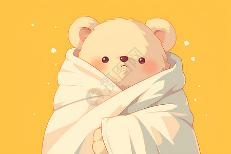 可爱小熊包裹在柔软的毛毯中图片