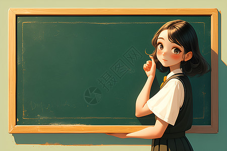 黑板前的女老师图片