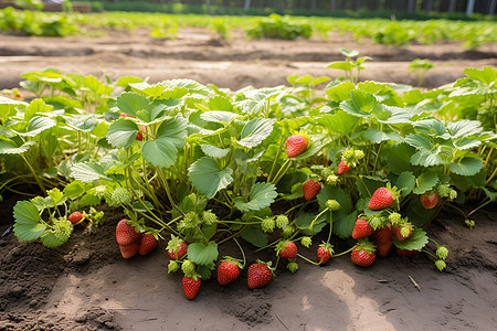 田里种植的草莓图片
