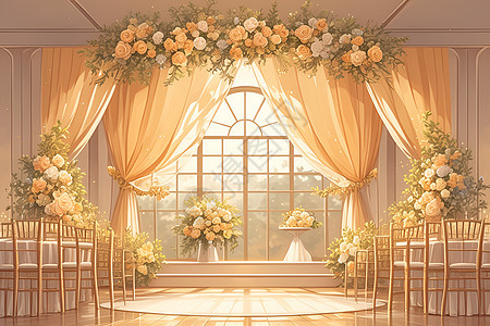 婚礼礼堂内的花朵图片