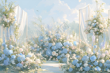 婚礼场地中的浪漫花卉图片