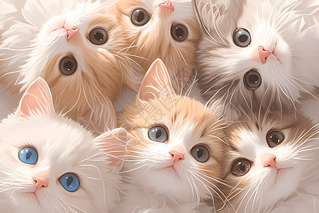 一群可爱的小猫咪图片
