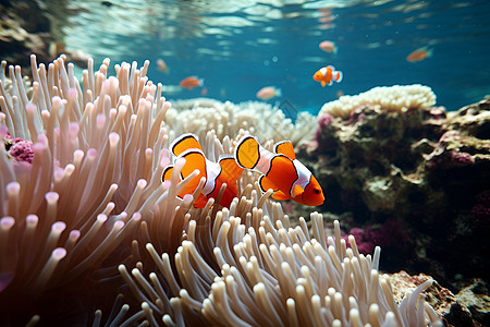 海底珊瑚礁上的鱼图片