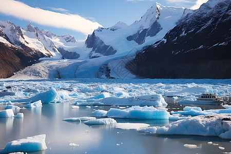 冰山环绕的湖泊图片